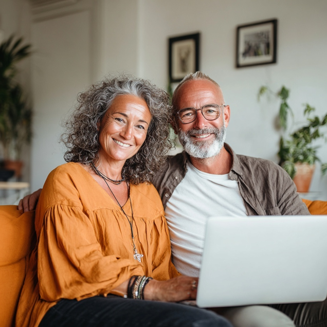 Stel op de bank met laptop