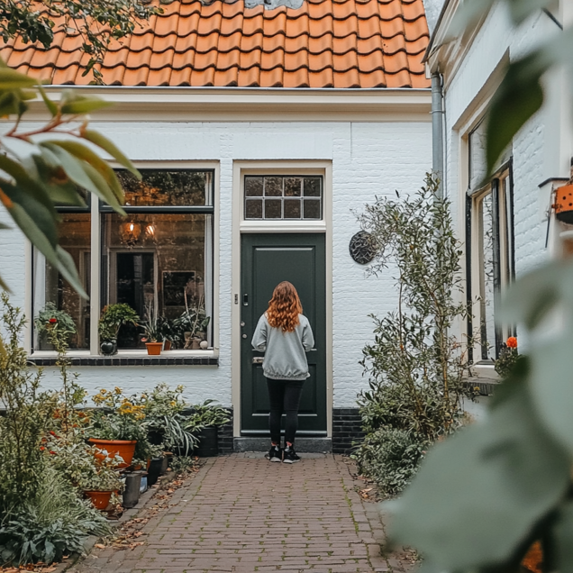 Persoon loopt huis in